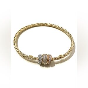 Gold Plated Sterling Silver 925 CZ Cable Bracelet